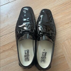 Salvatore Ferragamo Black Patent Leather Loafers